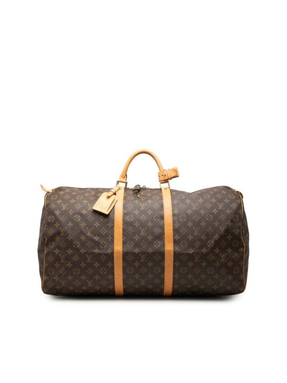 Louis Vuitton Monogram Keepall 60 Boston Bag Brown Leather
